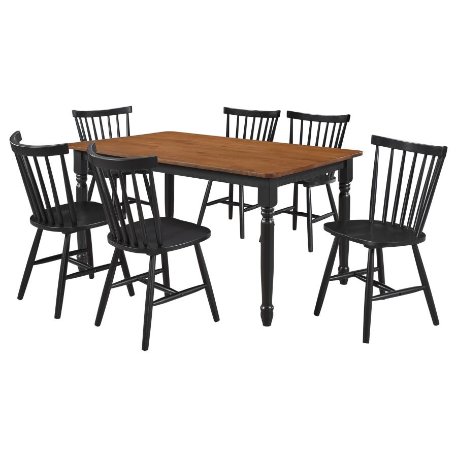 (image for) Hollyoak 7-piece Rectangular Dining Set Walnut and Black