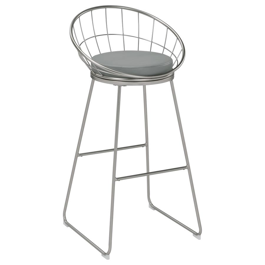 (image for) Glenbrook Faux Leather Bar Stool Satin Nickel (Set of 2)