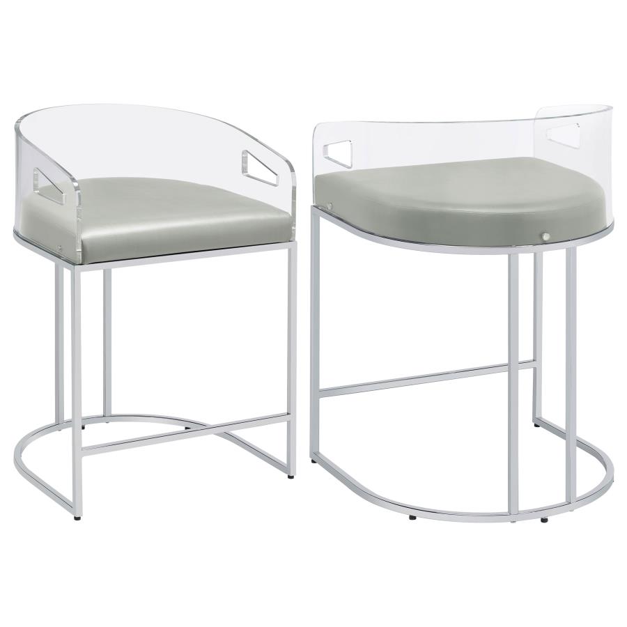 (image for) Thermosolis Clear Acrylic Counter Chair Chrome (Set of 2) - Click Image to Close