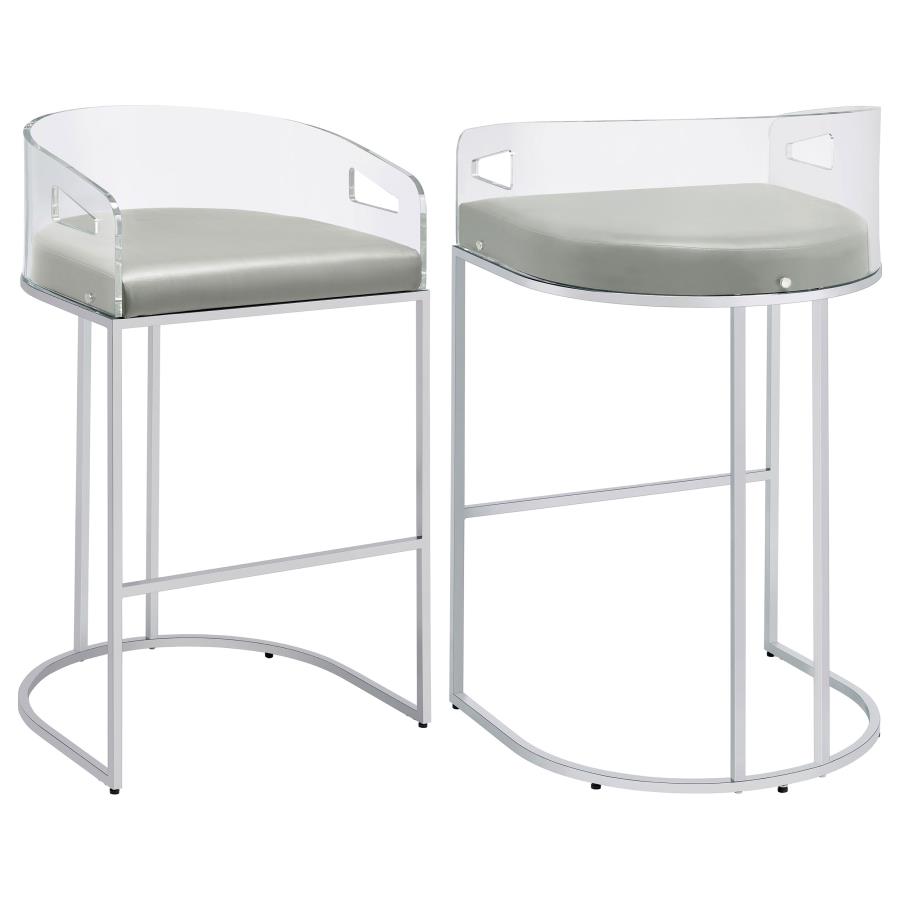 (image for) Thermosolis Clear Acrylic Bar Chair Chrome (Set of 2) - Click Image to Close