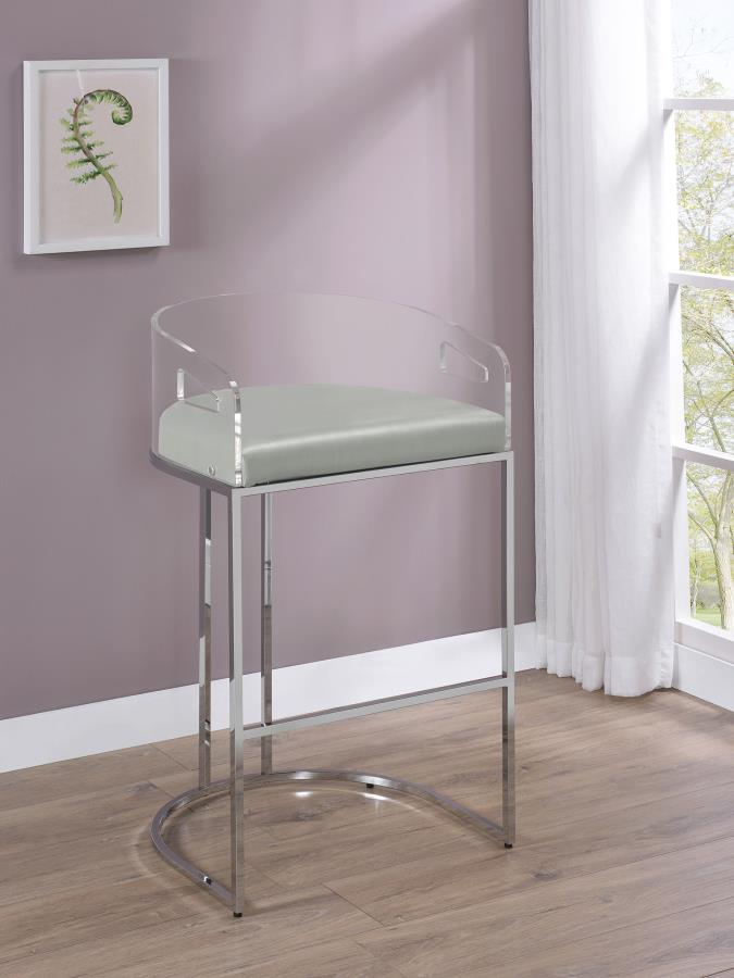 (image for) Thermosolis Clear Acrylic Bar Chair Chrome (Set of 2)