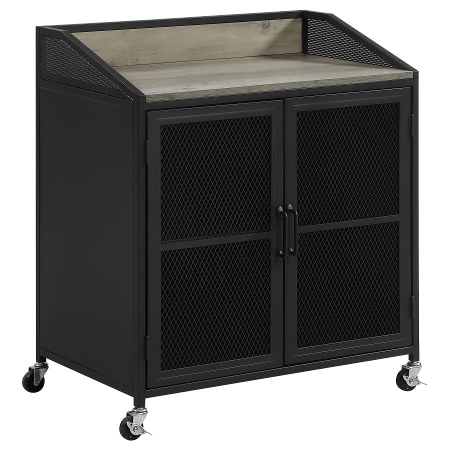 (image for) Arlette 2-door Mobile Home Bar Wine Cabinet Sandy Black - Click Image to Close