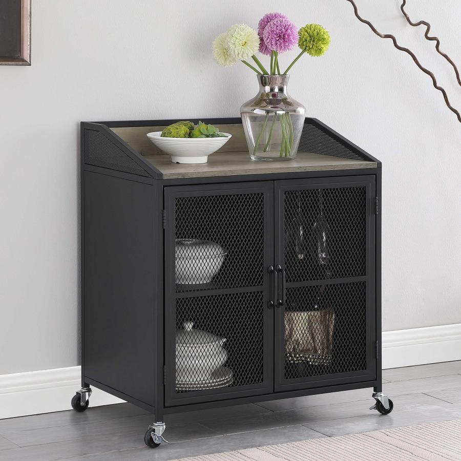 (image for) Arlette 2-door Mobile Home Bar Wine Cabinet Sandy Black