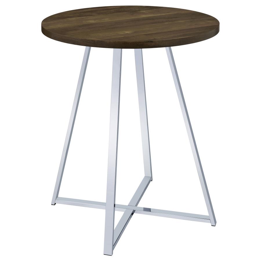 (image for) Burkhart Round 35-inch Pub Height Bistro Bar Table Brown Oak - Click Image to Close