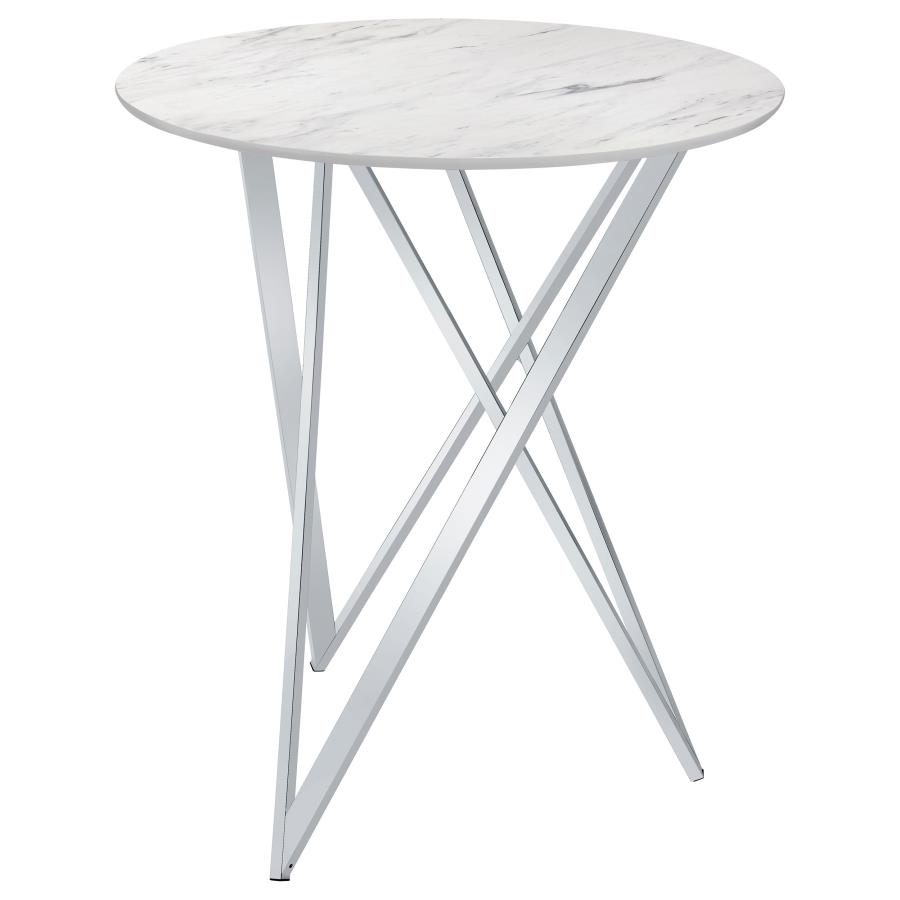 (image for) Bexter Round 35-inch Faux Marble Bistro Bar Table Chrome - Click Image to Close