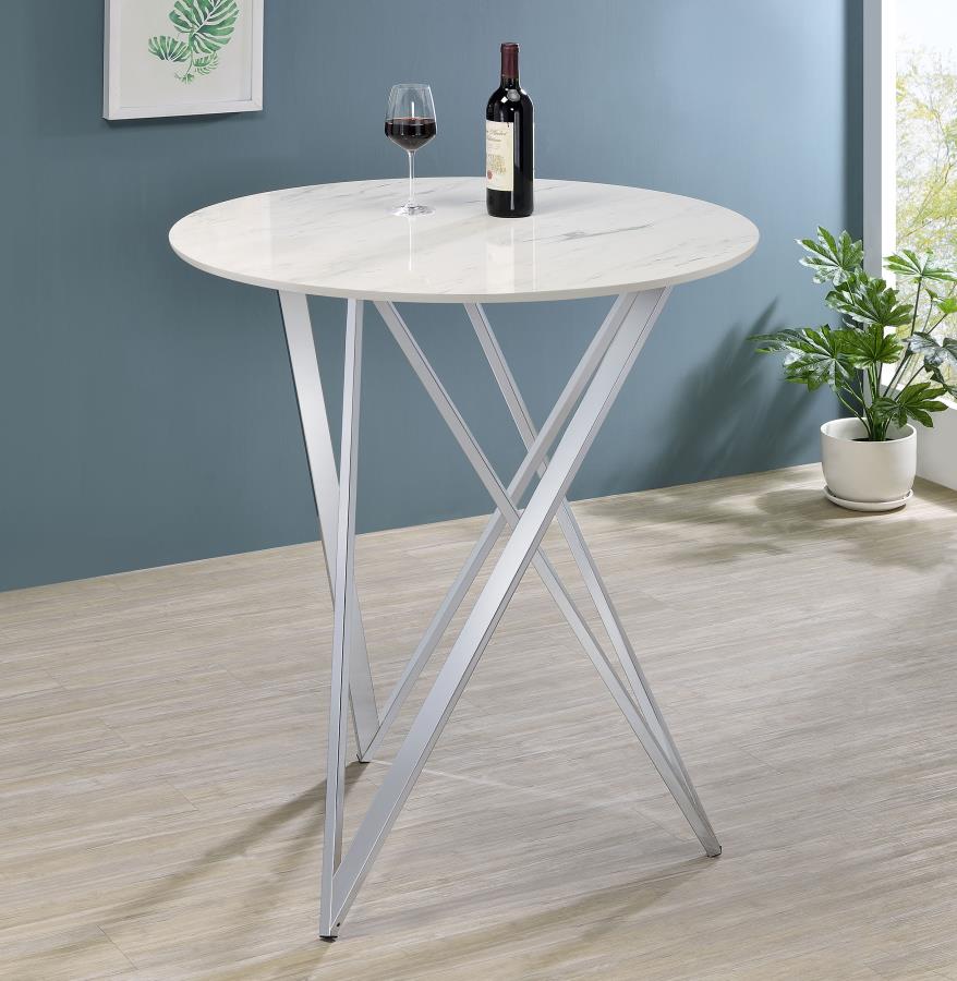 (image for) Bexter Round 35-inch Faux Marble Bistro Bar Table Chrome