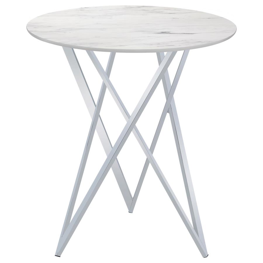 (image for) Bexter Round 35-inch Faux Marble Bistro Bar Table Chrome