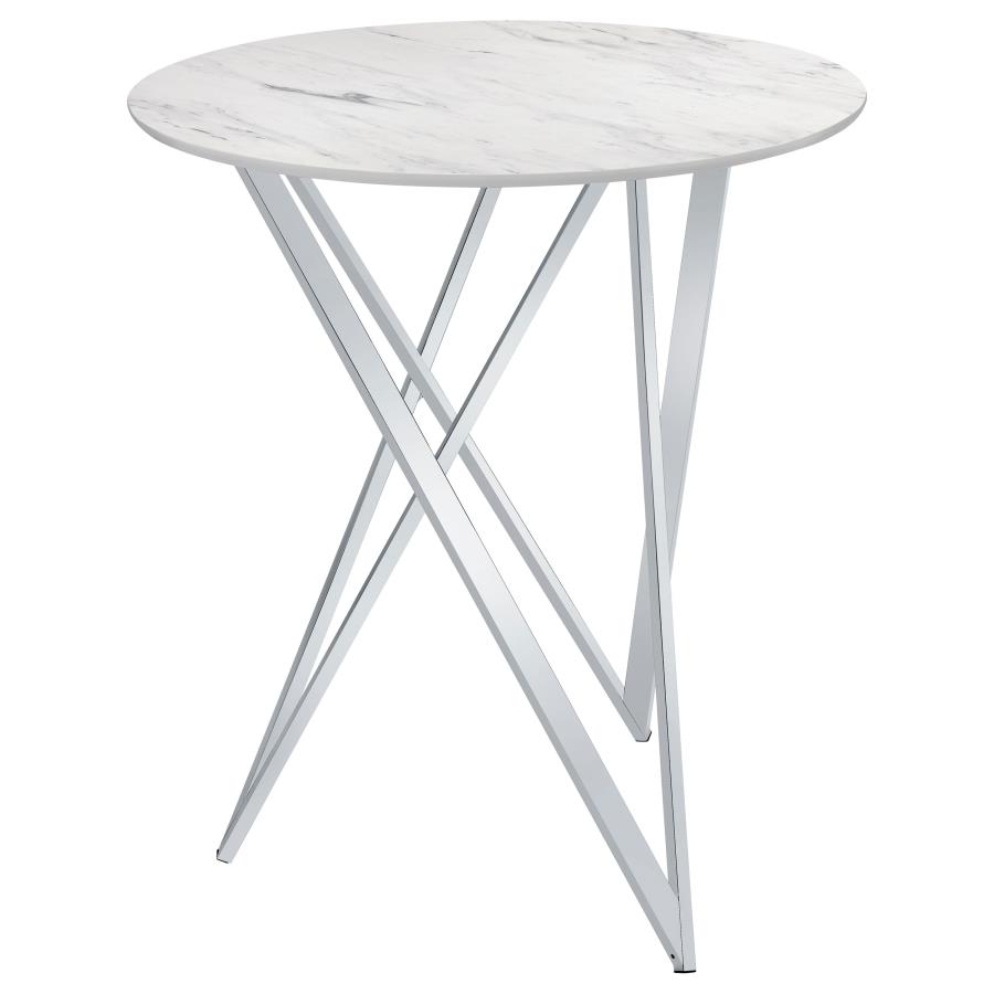 (image for) Bexter Round 35-inch Faux Marble Bistro Bar Table Chrome