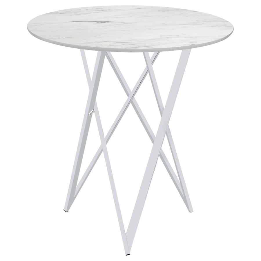 (image for) Bexter Round 35-inch Faux Marble Bistro Bar Table Chrome