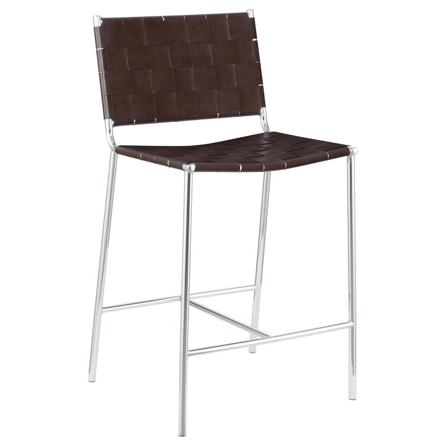 (image for) Adelaide Upholstered Counter Height Stool Brown and Chrome