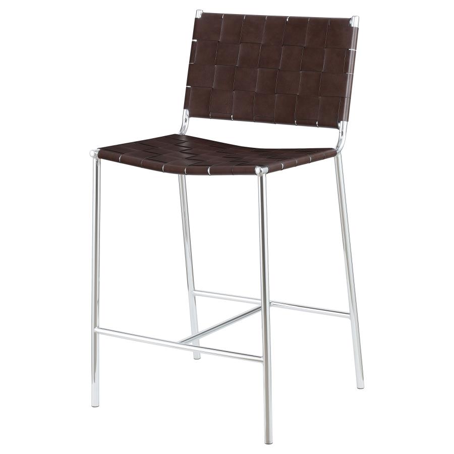 (image for) Adelaide Upholstered Counter Height Stool Brown and Chrome