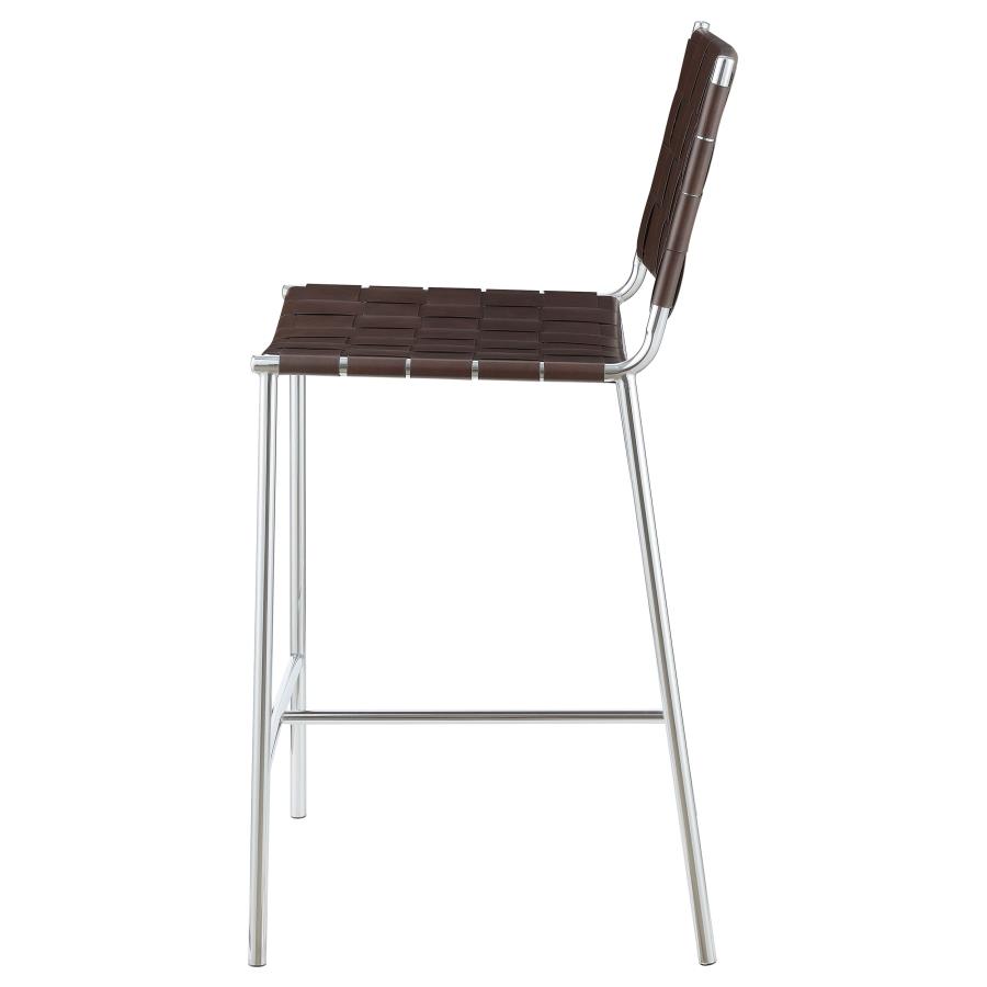 (image for) Adelaide Upholstered Counter Height Stool Brown and Chrome