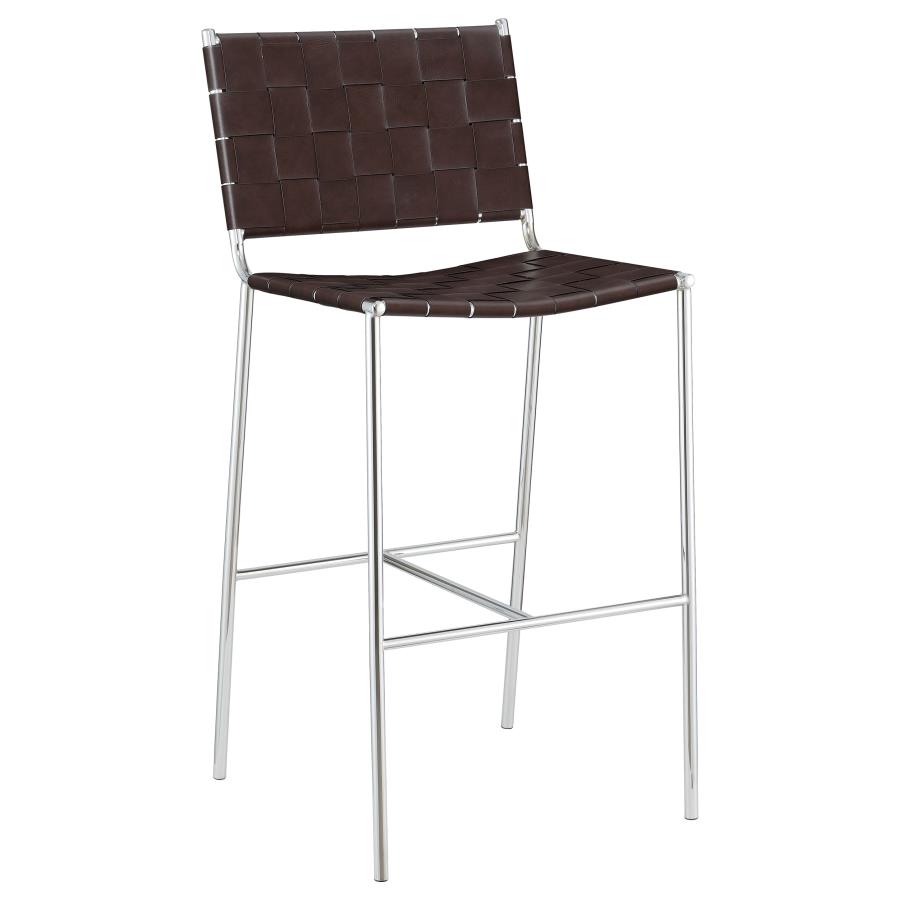 (image for) Adelaide Upholstered Pub Height Bar Stool Brown and Chrome