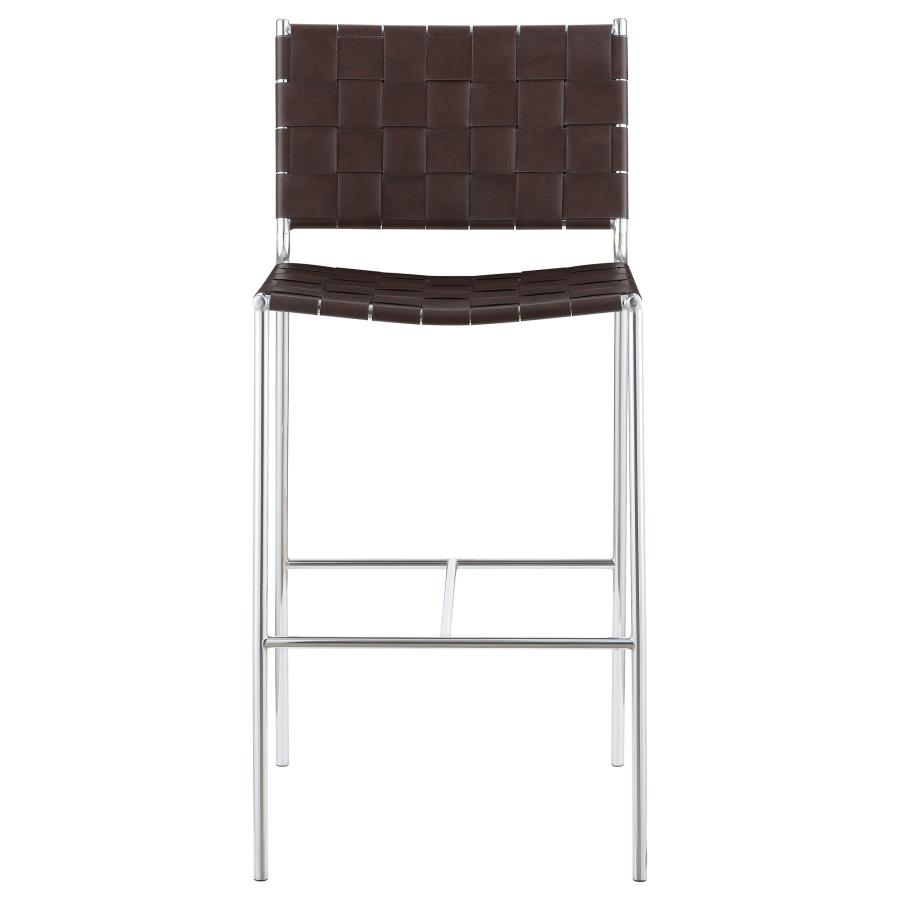 (image for) Adelaide Upholstered Pub Height Bar Stool Brown and Chrome