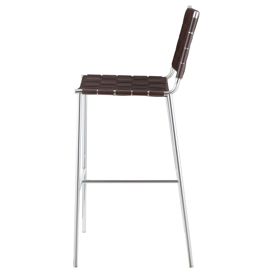 (image for) Adelaide Upholstered Pub Height Bar Stool Brown and Chrome