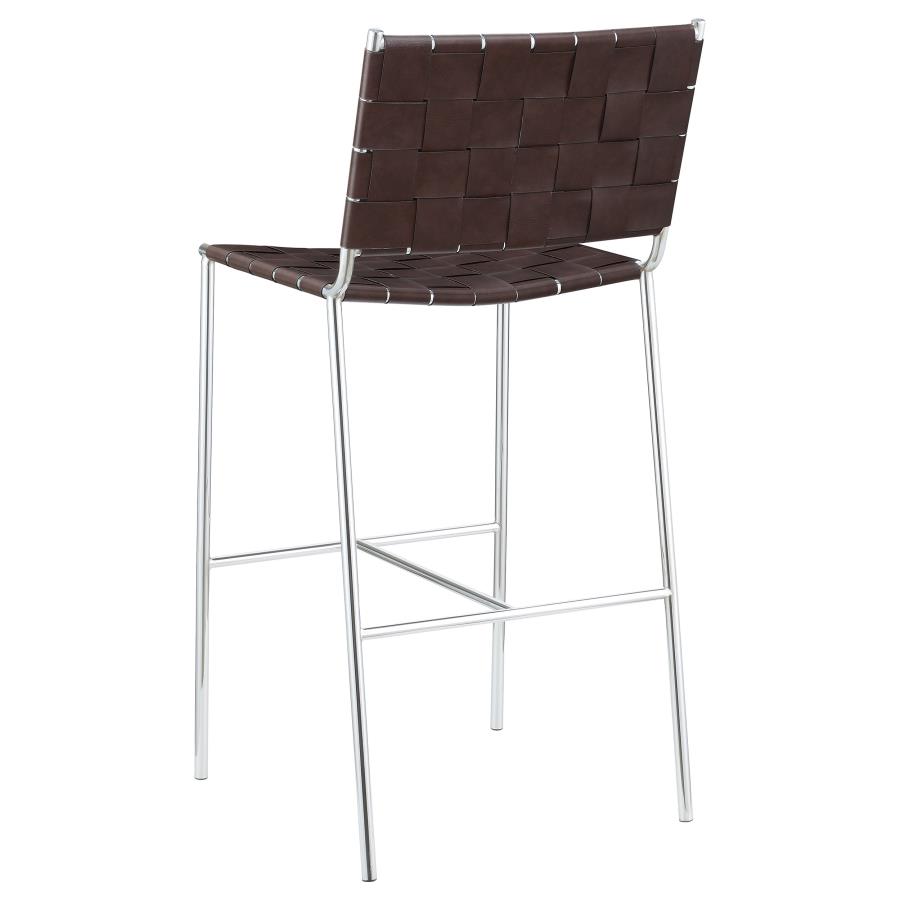 (image for) Adelaide Upholstered Pub Height Bar Stool Brown and Chrome