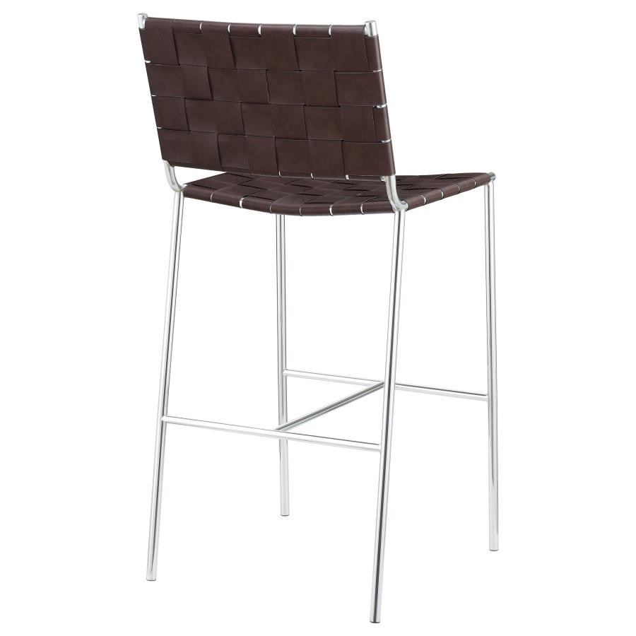 (image for) Adelaide Upholstered Pub Height Bar Stool Brown and Chrome