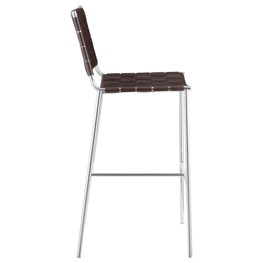 (image for) Adelaide Upholstered Pub Height Bar Stool Brown and Chrome