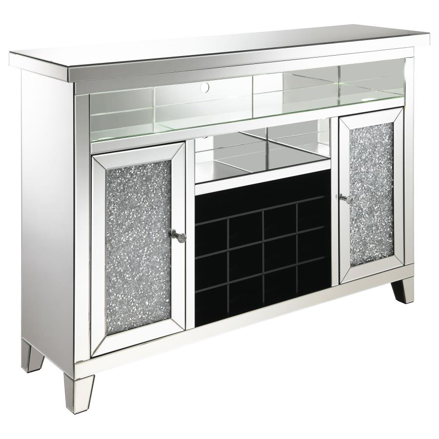 (image for) Melinda 2-door LED Mirrored Wine Storage Bar Cabinet Silver