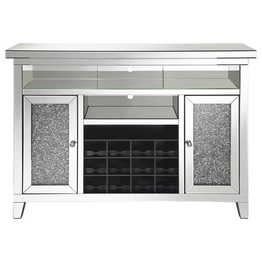 (image for) Melinda 2-door LED Mirrored Wine Storage Bar Cabinet Silver