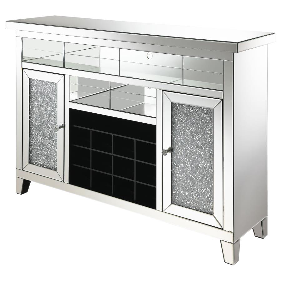 (image for) Melinda 2-door LED Mirrored Wine Storage Bar Cabinet Silver