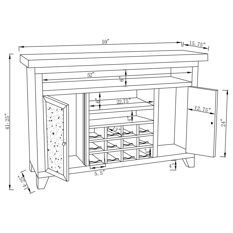 (image for) Melinda 2-door LED Mirrored Wine Storage Bar Cabinet Silver