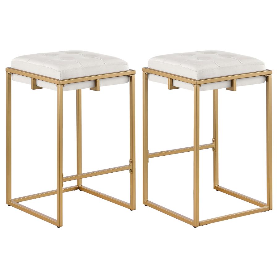 (image for) Nadia Upholstered Backless Counter Stool Beige (Set of 2) - Click Image to Close