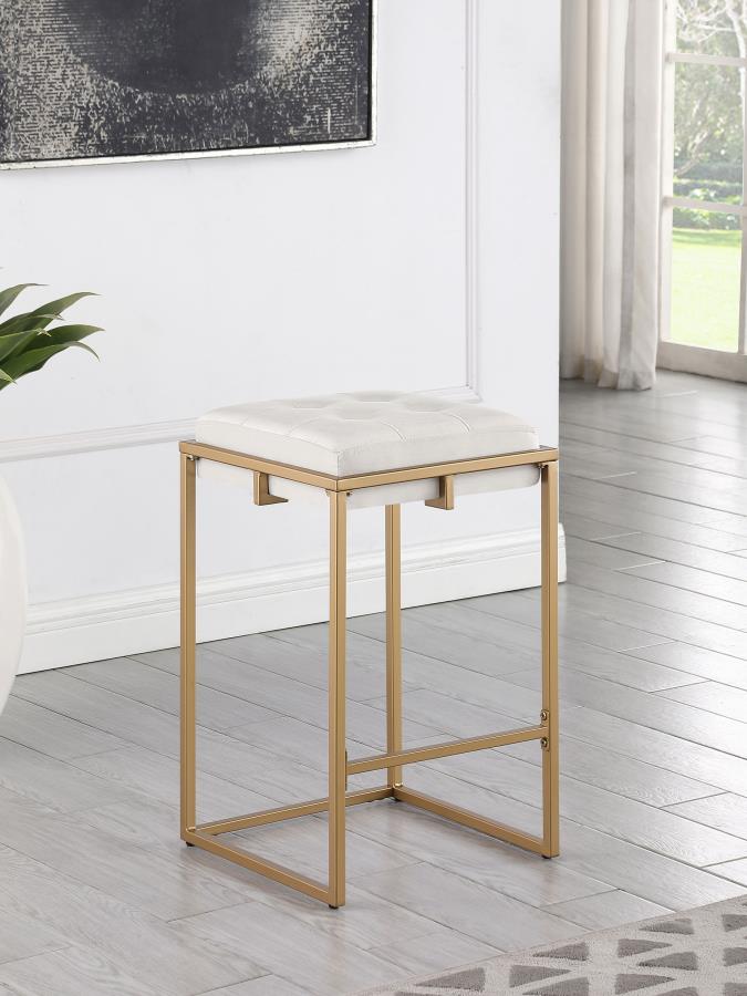 (image for) Nadia Upholstered Backless Counter Stool Beige (Set of 2)