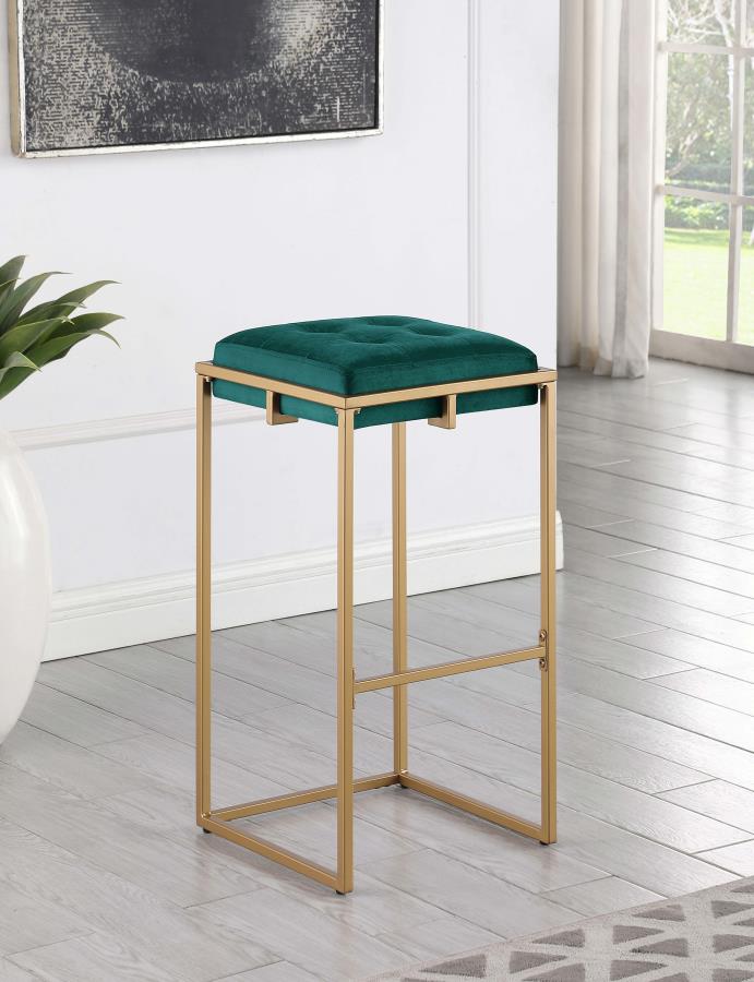 (image for) Nadia Upholstered Backless Bar Stool Green (Set of 2)