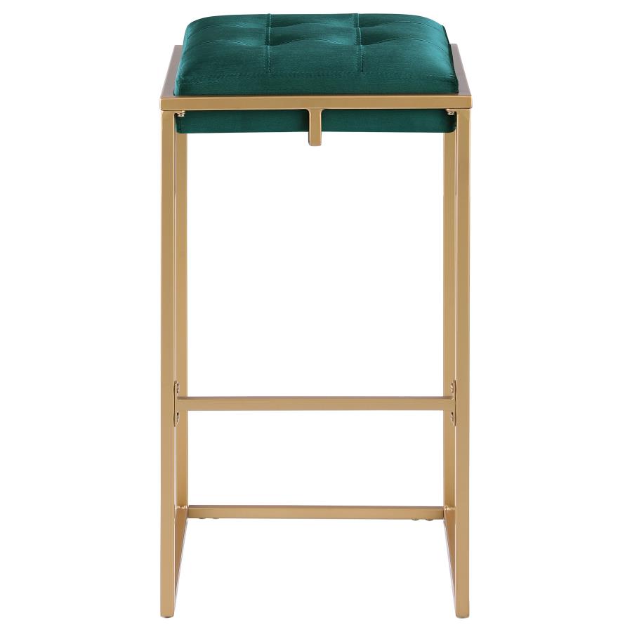 (image for) Nadia Upholstered Backless Bar Stool Green (Set of 2)