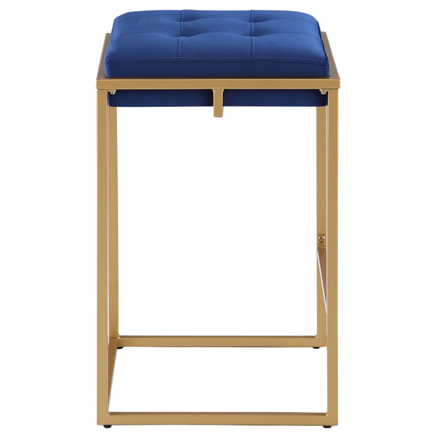 (image for) Nadia Upholstered Backless Counter Stool Blue (Set of 2)