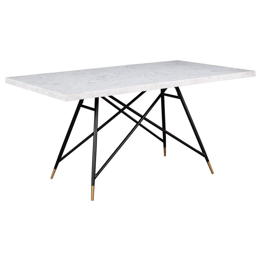 (image for) Gabrielle Rectangular 60-inch Marble Top Dining Table White - Click Image to Close