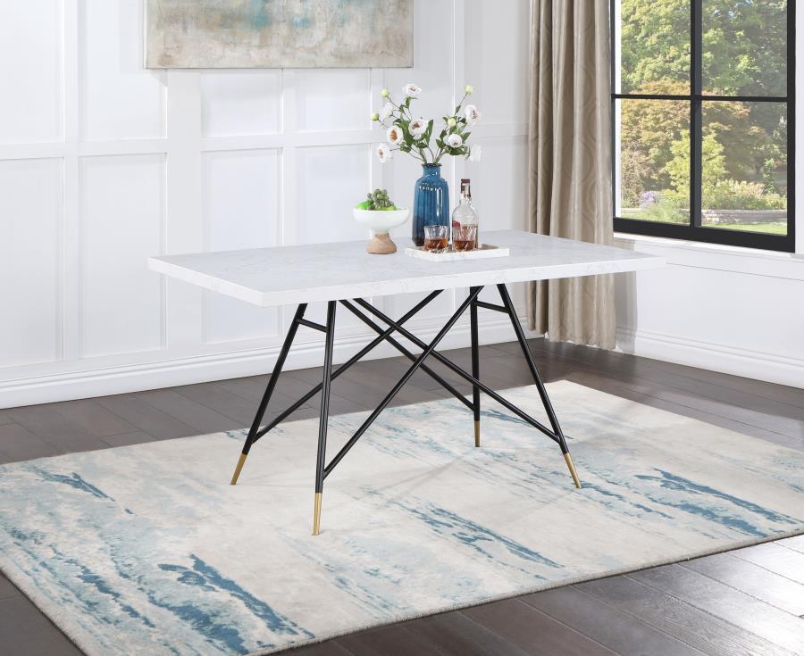 (image for) Gabrielle Rectangular 60-inch Marble Top Dining Table White