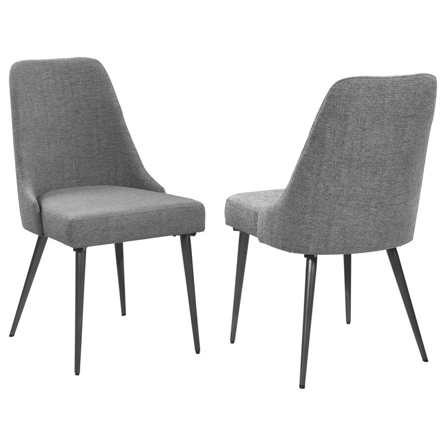 (image for) Alan Fabric Upholstered Dining Side Chair Grey (Set of 2) - Click Image to Close