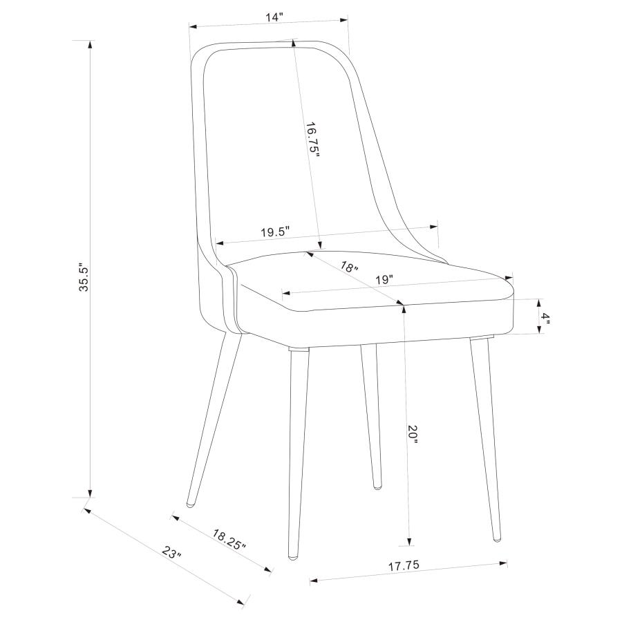 (image for) Alan Fabric Upholstered Dining Side Chair Grey (Set of 2)