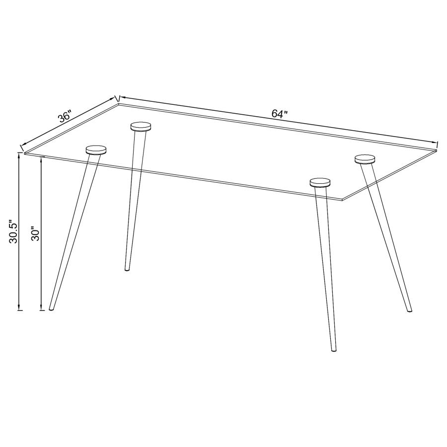 (image for) Gilman Rectangular 64-inch Glass Top Dining Table Chrome