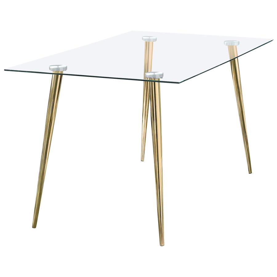 (image for) Gilman Rectangular 64-inch Glass Top Dining Table Gold