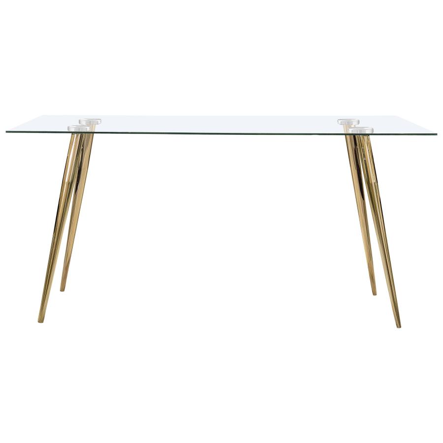 (image for) Gilman Rectangular 64-inch Glass Top Dining Table Gold