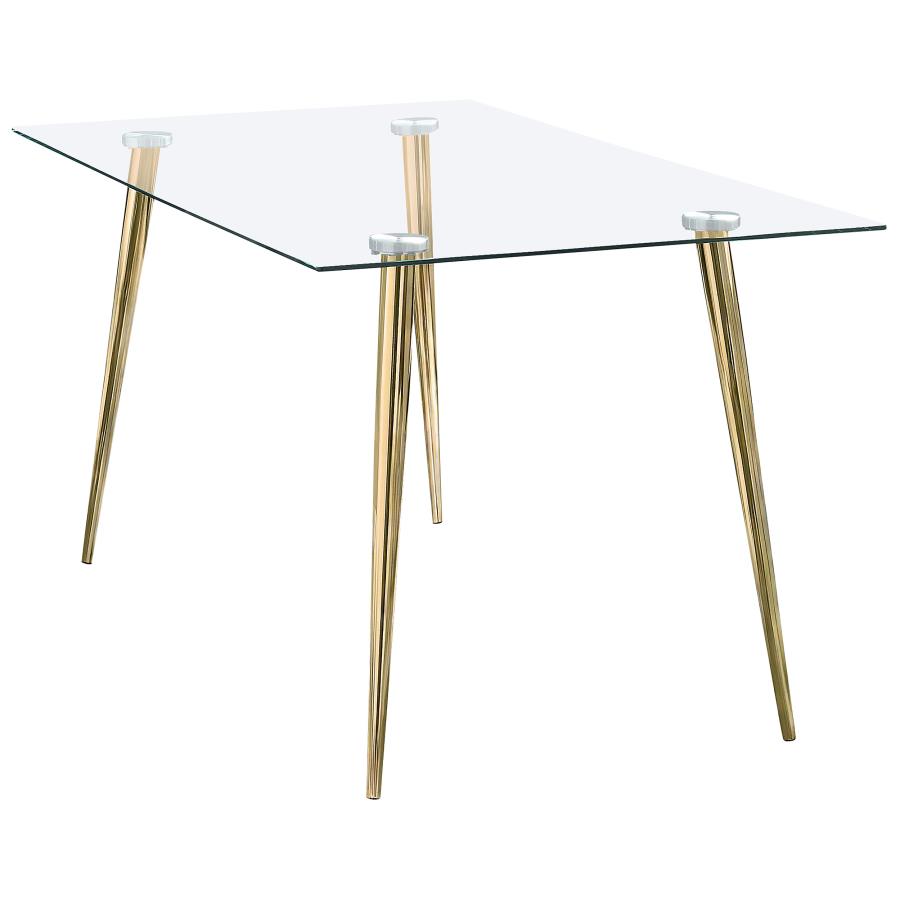 (image for) Gilman Rectangular 64-inch Glass Top Dining Table Gold