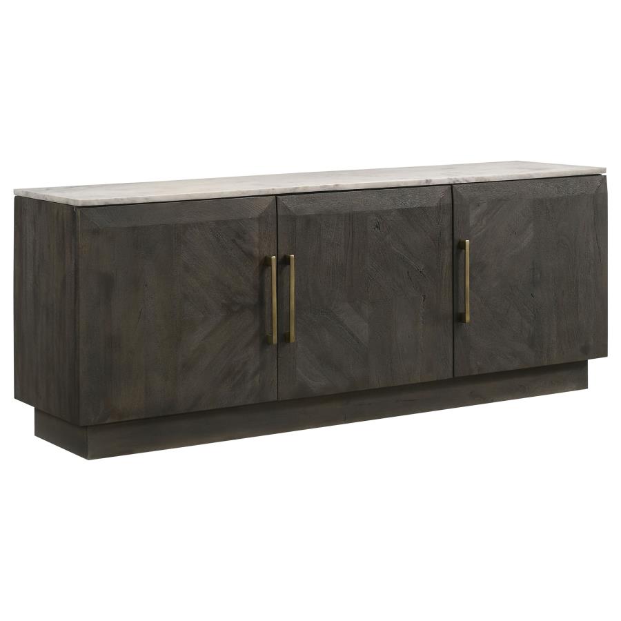 (image for) Dennis 3-door Marble Top Sideboard Buffet Tobacco Grey