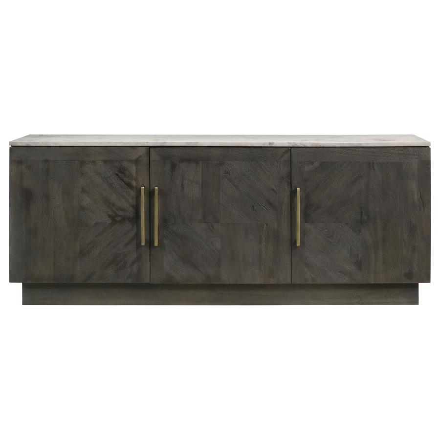 (image for) Dennis 3-door Marble Top Sideboard Buffet Tobacco Grey