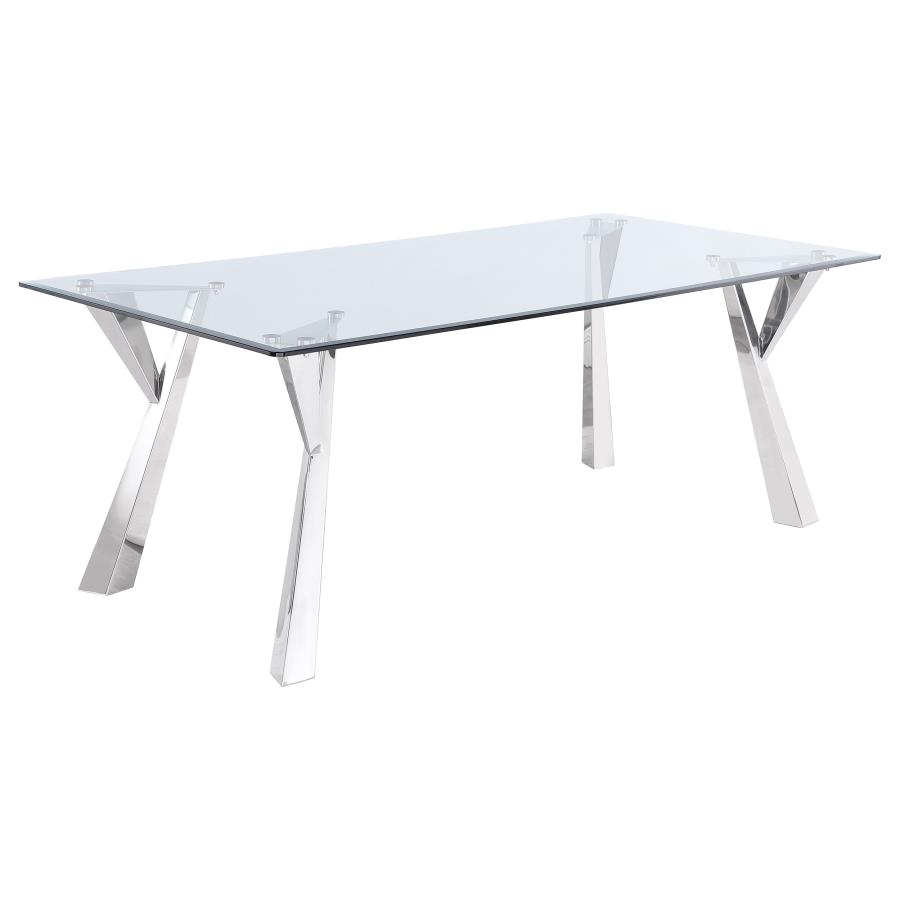 (image for) Alaia Rectangular 79-inch Glass Top Dining Table Chrome - Click Image to Close