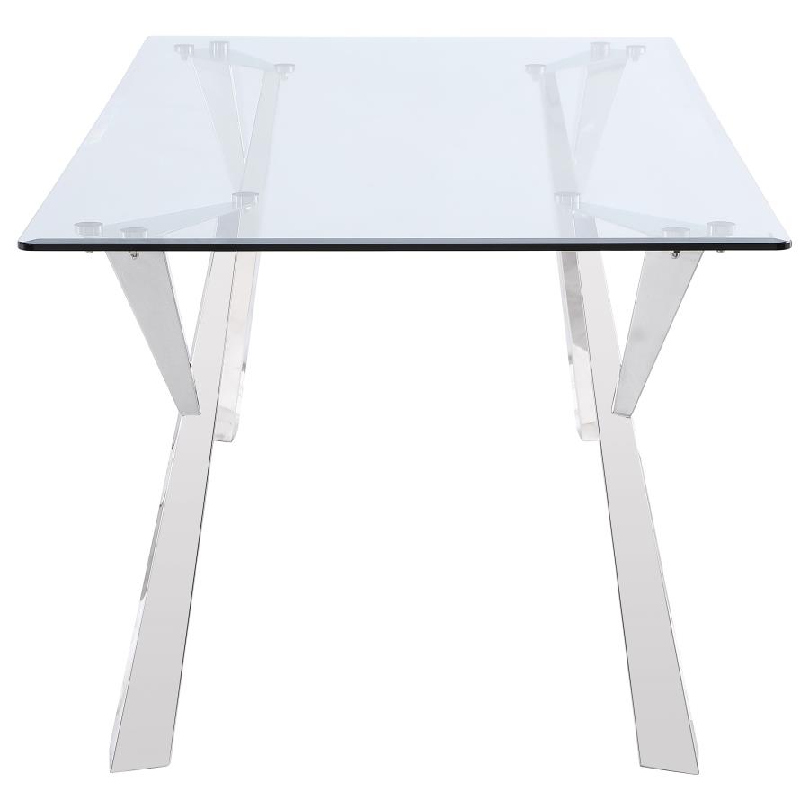 (image for) Alaia Rectangular 79-inch Glass Top Dining Table Chrome