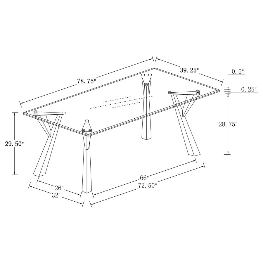 (image for) Alaia Rectangular 79-inch Glass Top Dining Table Chrome