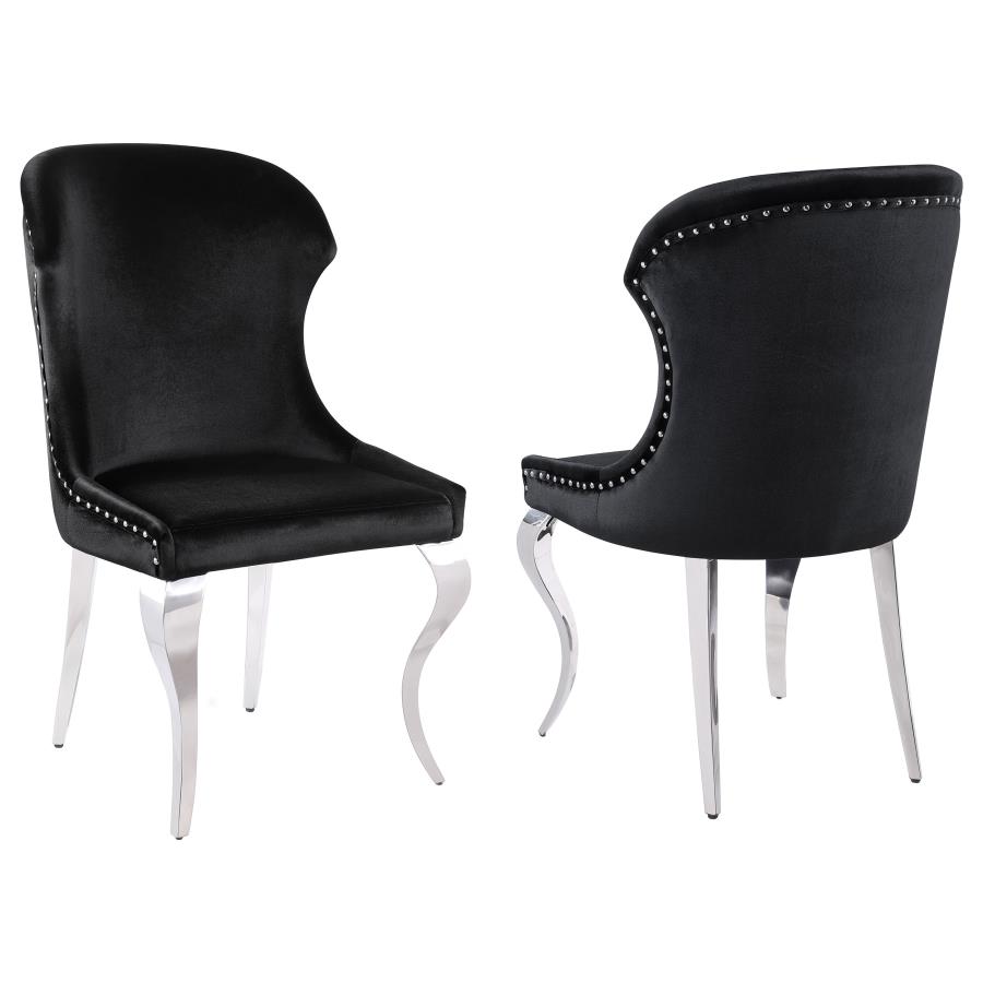 (image for) Cheyanne Upholstered Dining Side Chair Black (Set of 2) - Click Image to Close