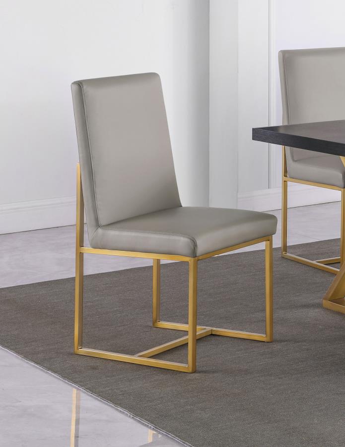 (image for) Conway Upholstered Dining Chairs Grey and Aged Gold (Set of 2)