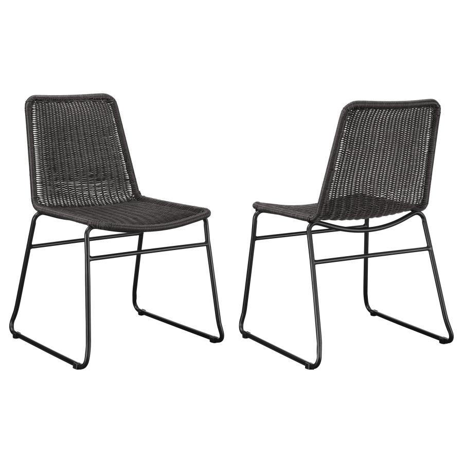 (image for) Dacy Faux Rattan Metal Dining Side Chair Brown (Set of 2) - Click Image to Close