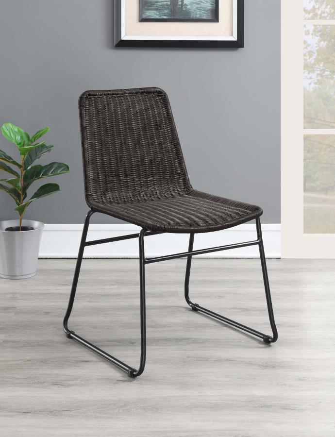 (image for) Dacy Faux Rattan Metal Dining Side Chair Brown (Set of 2)