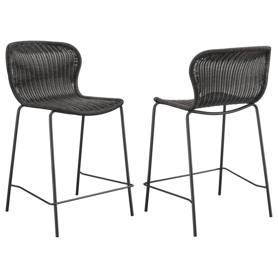 (image for) Mckinley Faux Rattan Metal Counter Chair Brown (Set of 2) - Click Image to Close