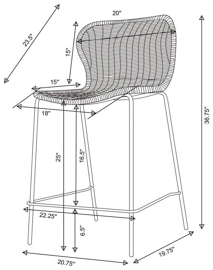 (image for) Mckinley Faux Rattan Metal Counter Chair Brown (Set of 2)